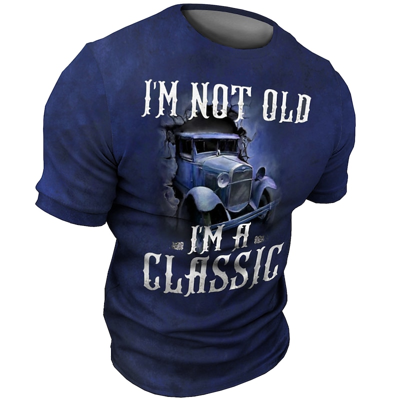 Funny Men's T-Shirt: 'I'm Not Old I'm A Classic' Car Graphic, Short Sleeve Top4