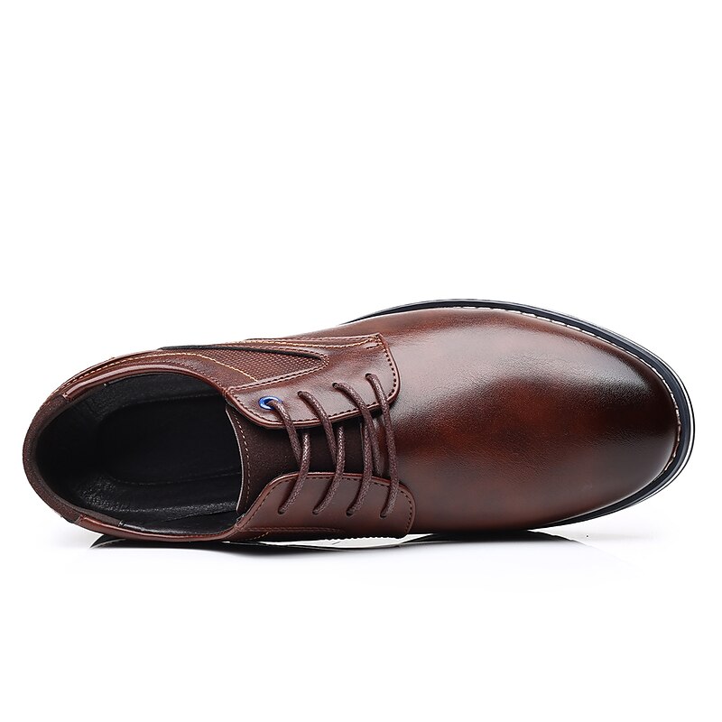 Men's Brown Leather Oxford Shoes with Non-Slip Rubber Sole - Stylish and Comfortable Dress Shoes for Formal and Casual Wear4