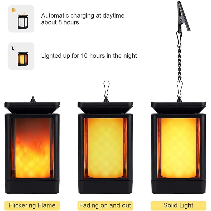Solar Flame Lantern Outdoor Pathway Lights Garden Lights LED Waterproof Hanging Light 99LEDs Retro Garden Light 3 Modes Lighting Landscape Light for Courtyard Balcony Pathway Christmas/Halloween Decor4