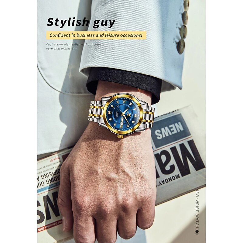 OLEVS Quartz Watch for Men Luxury Diamonds Gold Watch Waterproof Luminous Stainless steel Business Men's Quartz Watch Mens Watch2