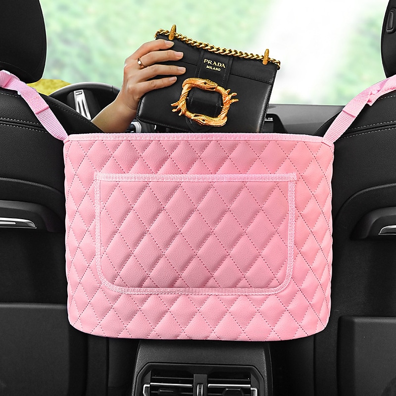Car Handbag Holder Between Seats Large Capacity Purse Handbag Holder For Cars Between Seats Auto Storage Accessories For Women Interior Automotive Organizer Net Pocket With An Extra Rear Pocket2