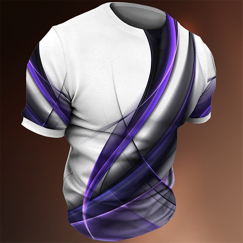 Men's T shirt Tee Tee Graphic Striped Crew Neck Clothing Apparel 3D Print Outdoor Casual Daily Sports Short Sleeve Print Vintage Fashion Designer4