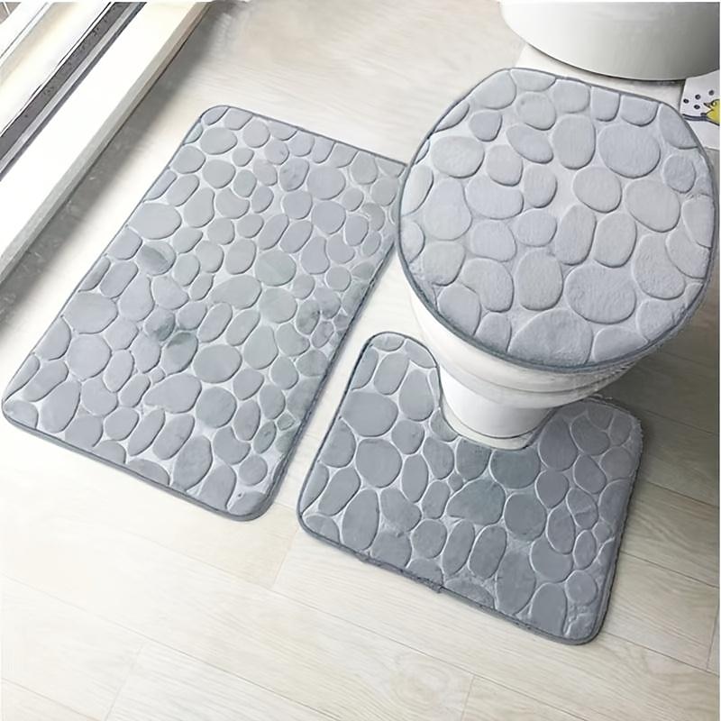 3pcs Bath Mat Non-slip Bathroom Rugs Set, Ultra Soft Non-Slip Bath Rug And Absorbent Bath Mat Carpets, Includes U-Shaped Contour Rug,Toilet Lid Cover