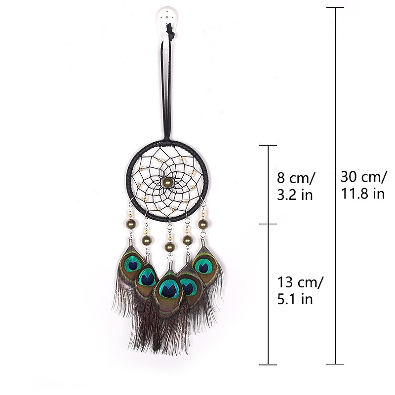 Boho Dream Catcher Handmade Gift Wall Hanging Decor Art Ornament Craft Bead Peacock Feather For Kids Bedroom Wedding Festival2
