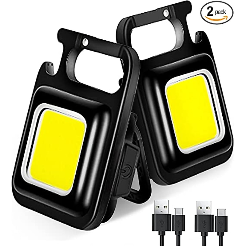 COB High Bright Protable Flashlight Multifunction Keychain Lamp Buit-in Lithium Battery Waterproof Outdoor Torch Lantern