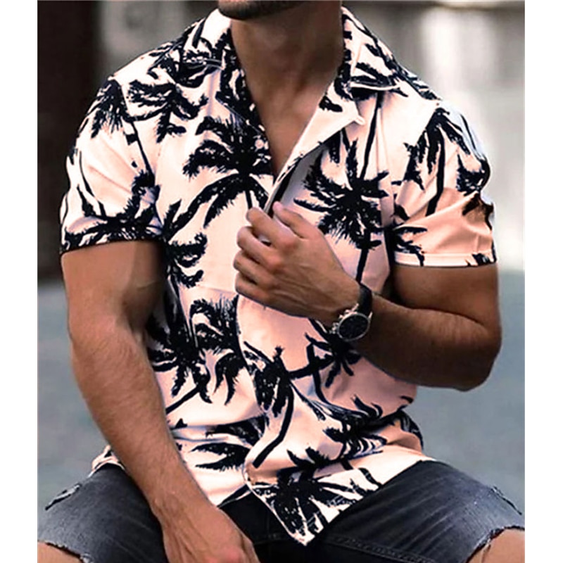 Men's Coconut Tree Tropical Plants Shirt Summer Hawaiian Shirt Aloha Shirt Short Sleeves Shirt Turndown Tropical Fashion Hawaiian Street Casual Hawaiian White Yellow Blue S M L4