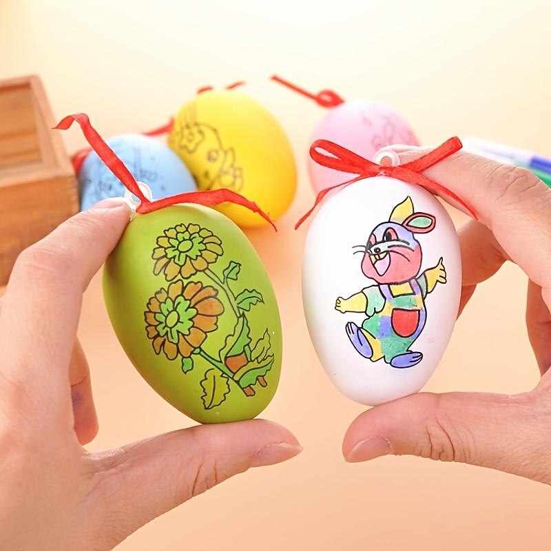 1 Pack, Children's Creative Handmade Diy Easter Eggs Handmade Cartoon Painted Hand-painted Eggshell Toys By Young Children,Easter Gifts For The Children4