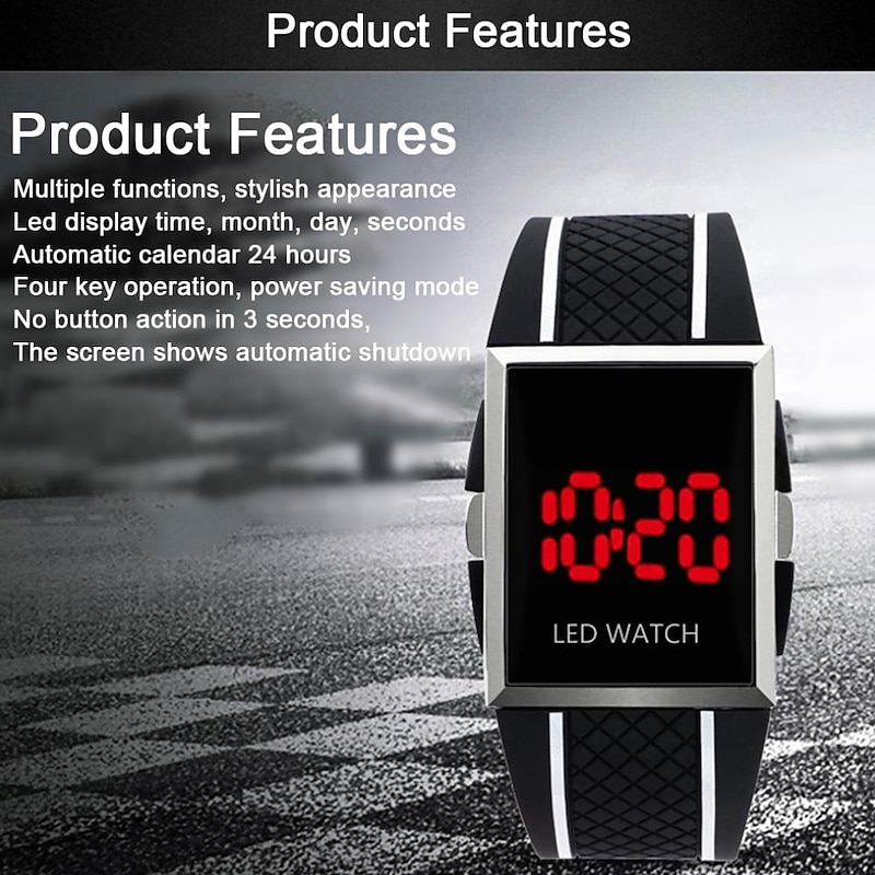 New Fashion Hot  Personality Leisure Mens Womens Unisex White Black LED Digital Sports Wrist Watch2