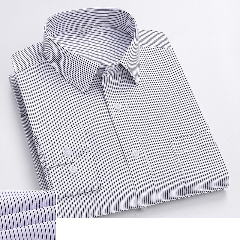 Men's Shirt Dress Shirt Striped Shirt Non Iron Shirt Plain Wedding Office & Career Light Blue Royal Blue Blue Dark Blue Long Sleeve Turndown Spring &  Fall Clothing Apparel Print