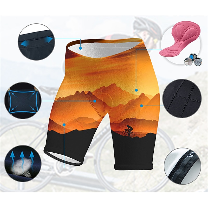 Women's Graphic Cycling Shorts Bike Padded Shorts / Chamois Bottoms Mountain Bike MTB Road Bike Cycling Sports 3D Pad Cycling Quick Dry Moisture Wicking Pink Orange Spandex Clothing Apparel Bike Wear2