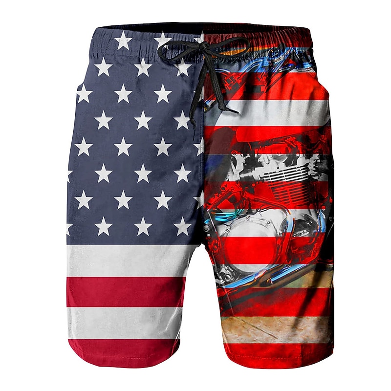 Men's Graphic Prints National Flag Swimming Trunks Board Shorts Swim Shorts Mid Waist Hawaiian Boho Casual Daily Holiday Drawstring with Mesh lining Elastic Waist Designer Clothing Apparel4