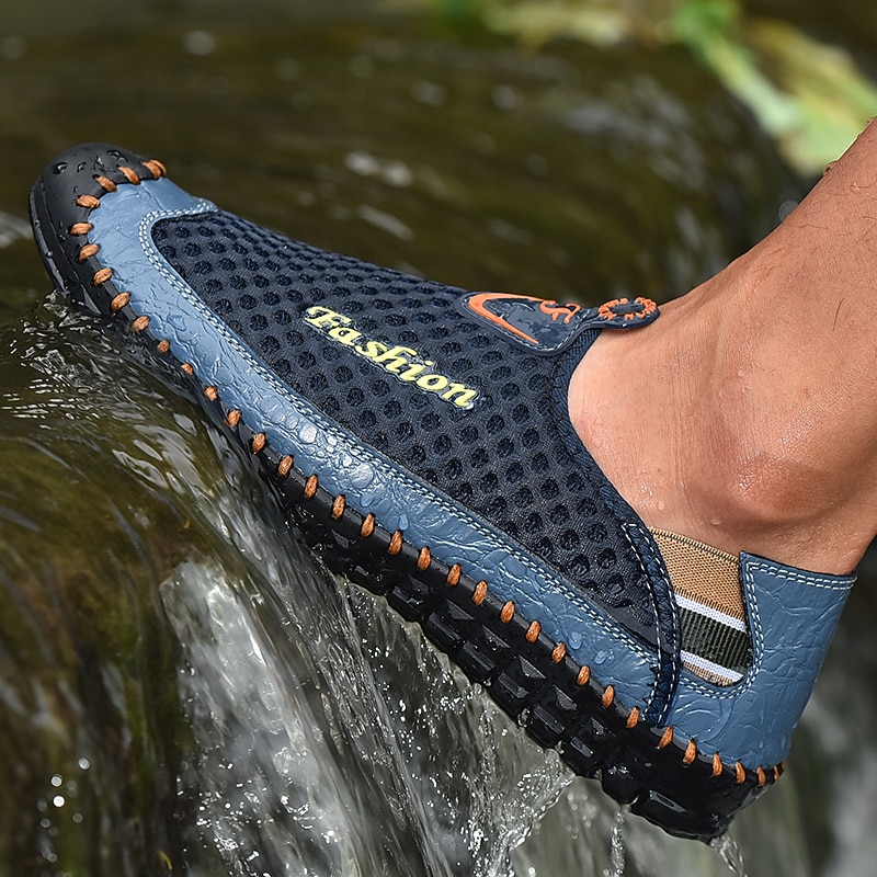 Men's Breathable Mesh Slip-On Casual Shoes – Lightweight Outdoor Walking Loafers with Hand-Stitched Detailing and Flexible Sole4