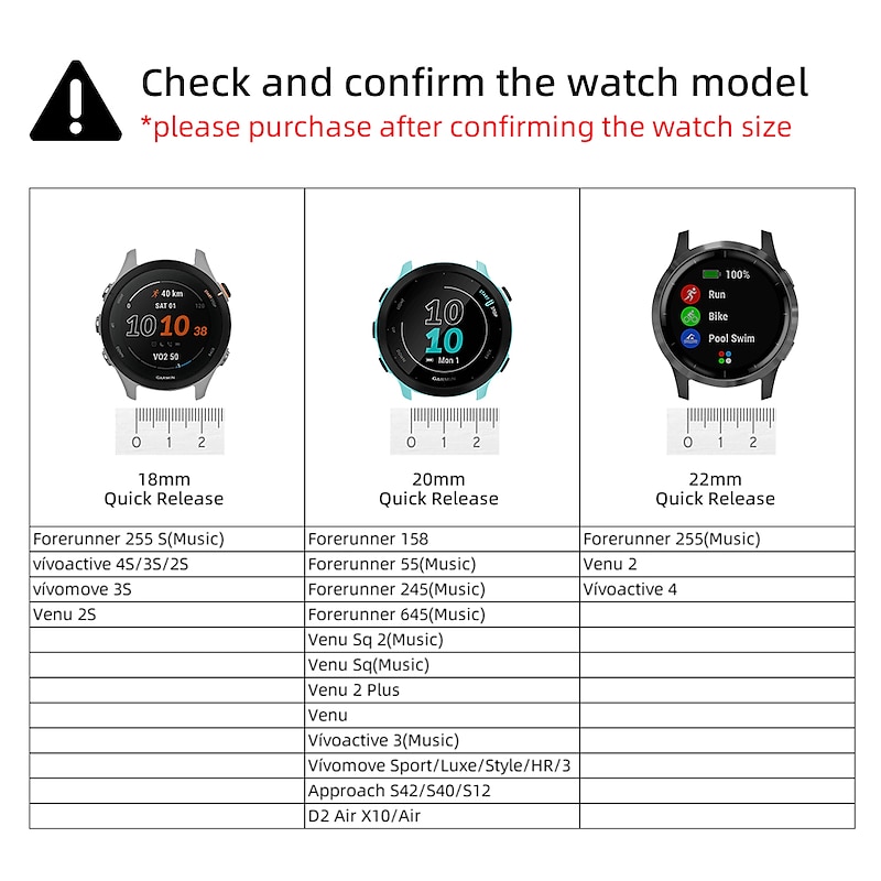 Watch Band for Forerunner 265S 265 Venu 3S 3 Active 5 Vivoactive 4S 4 Vivomove Sport Luxe Style HR Approach S42 S40 S12 18mm 20mm 22mm Nylon Replacement  Strap 18mm 20mm 22mm Sport Band Wristband2