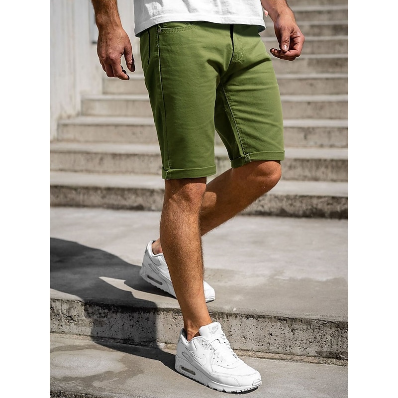 Men's Shorts Chino Shorts Bermuda shorts Pocket Plain Comfort Breathable Outdoor Daily Going out 100% Cotton Fashion Streetwear Blue Khaki2