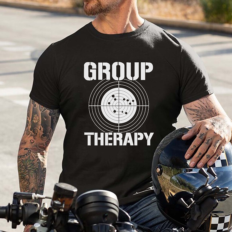 Men's Funny Shooting Target 'Group Therapy' Hobby Graphic Tee4