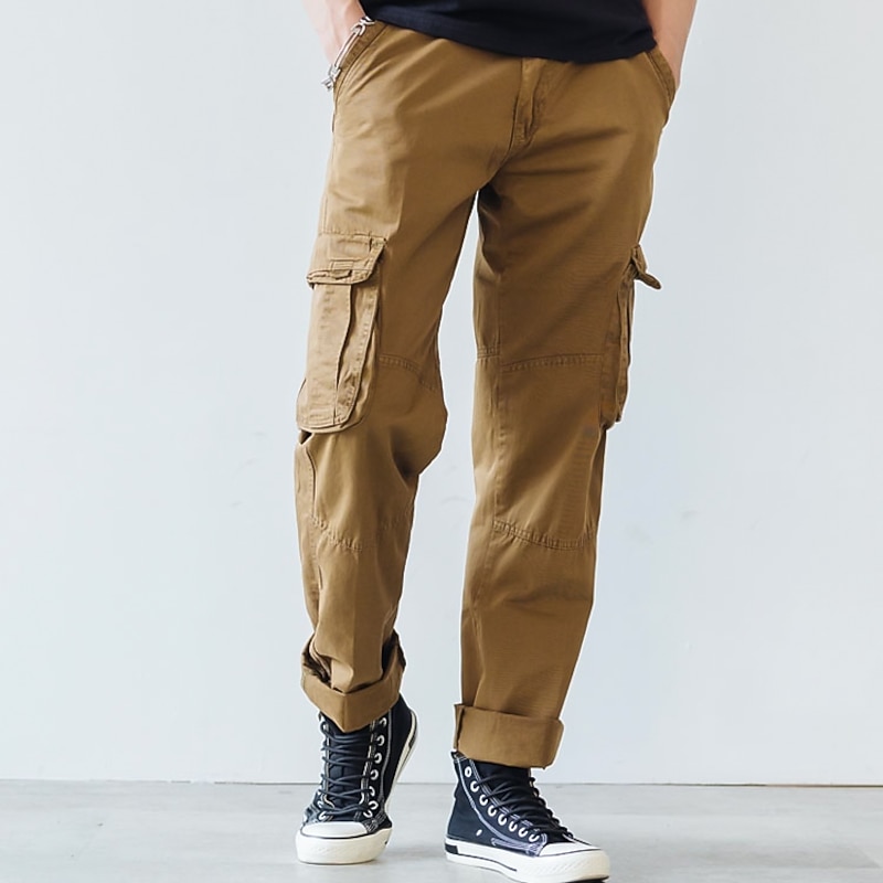 Men's Cargo Pants Cargo Trousers Trousers Work Pants Multi Pocket 6 Pocket Plain Comfort Breathable Streetwear Vintage ArmyGreen Black Micro-elastic2