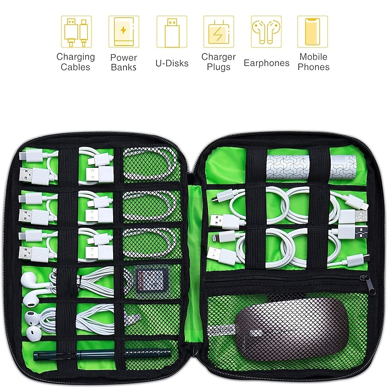 Electronics Organizer Travel Universal Cab Cord Organizer Compact Electronics Organizer Portable Tech Bag Travel Cable Case Travel Essentials for Cable Storage Cord Storage and Electronic Accessories2