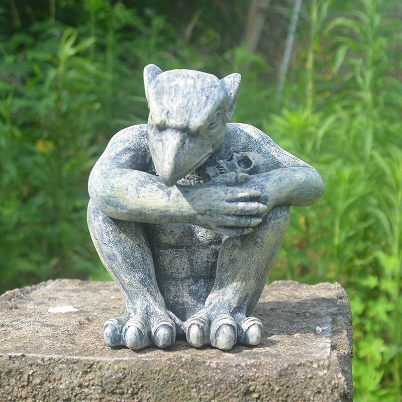 Gargoyle Gothic Decor Statue, Gargoyle Garden Guardian Sculpture, Medieval Gargoyle Mantel Office Bedroom Garden Decoration2