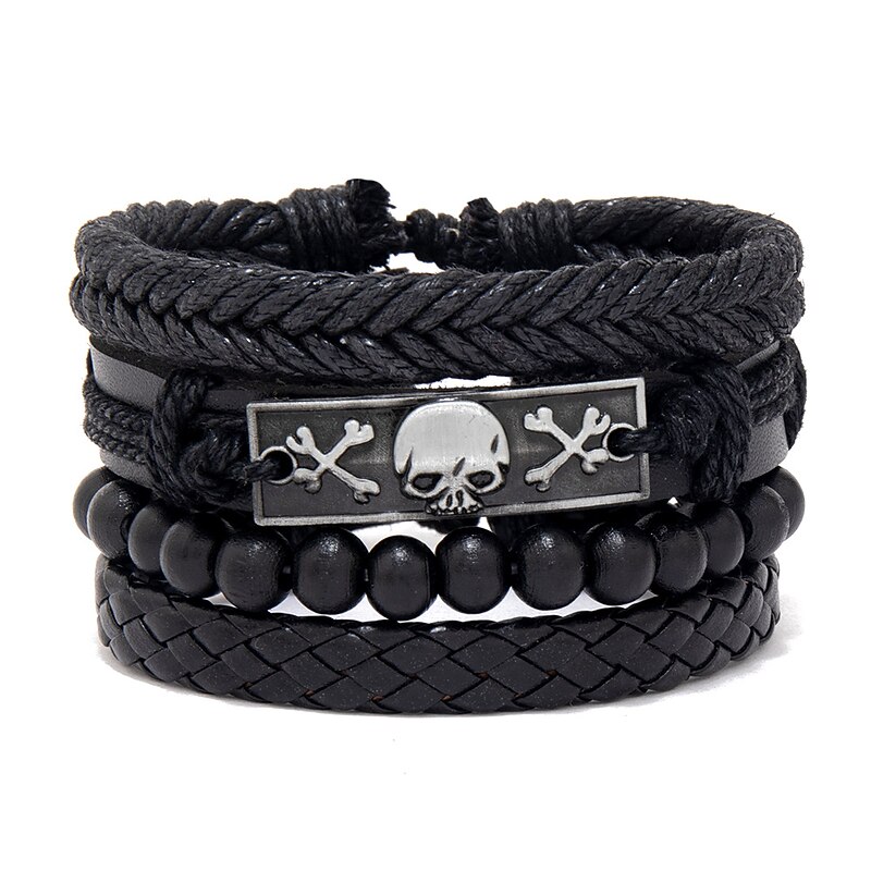 Men's Woven Bracelet Combination Set Alloy Accessories Diy Bracelet Jewelry4