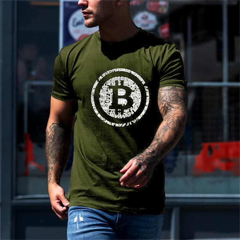 Men's Bitcoin T Shirt Casual Style 100% Cotton Short Sleeve Graphic Shirt Wine Black White Comfortable Tee Vacation Casual Fashion Designer Clothing4