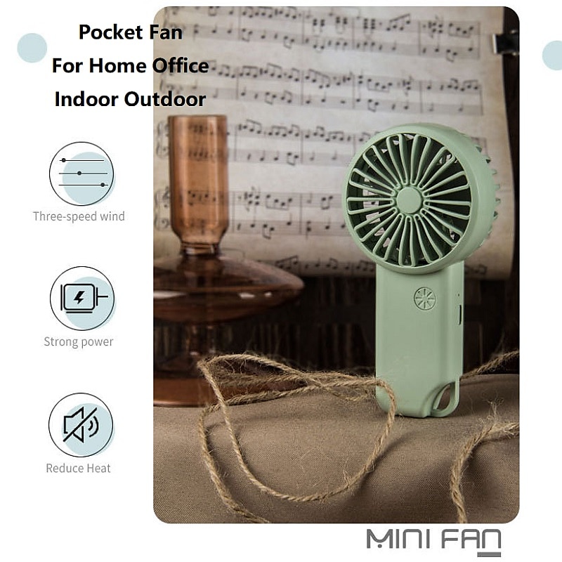 Quiet Mini Handheld Fan – USB Rechargeable 3-Speed Small Pocket Fan for Home, Office, and Outdoor Use3