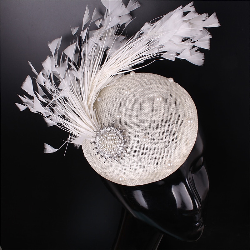 Fascinators Hats Headpiece Flax Formal Kentucky Derby Horse Race Ladies Day Cocktail Elegant Fashion Glam With Feather Headpiece Headwear2