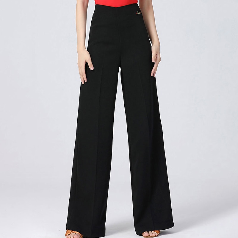 Latin Dance Ballroom Dance Pants Pure Color Splicing Women's Performance Training High Spandex2