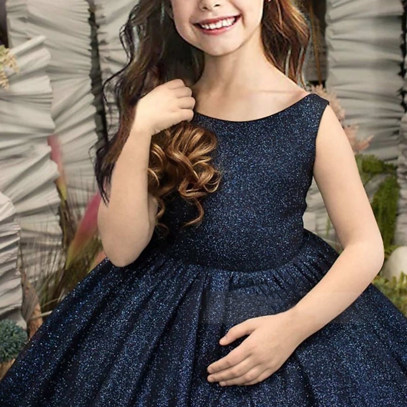 Kids Girls' Party Dress Solid Color Sleeveless Performance Wedding Mesh Princess Sweet Lace Mid-Calf Sheath Dress Tulle Dress Flower Girl's Dress Summer Spring Fall 2-12 Years Blue3