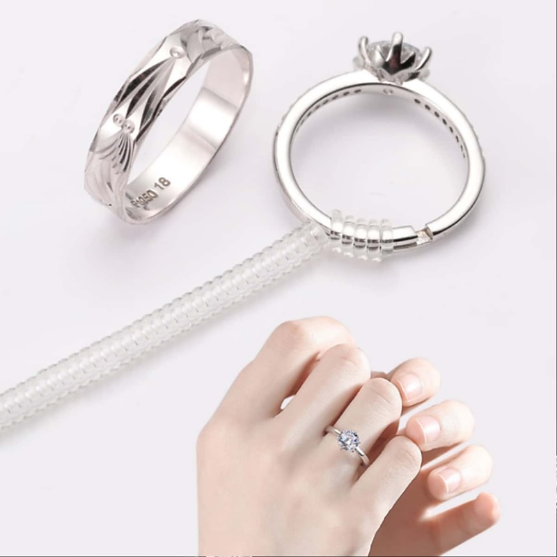 Jewelry Tools Spiral Based Ring Size Adjuster 4pcs/Set Ring Adjuster Invisible Transparent Tightener Resizing Tool Jewelry Guard