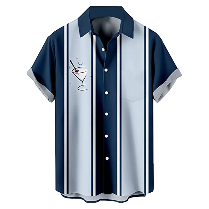 Men's Painting Shirt Button Up Shirt Bowling Shirts Vintage Bowling Shirt Short Sleeve Shirt Turndown Outdoor Casual Black Red Blue Plus Size Clothing Apparel Modern Style Retro Vintage 50s2