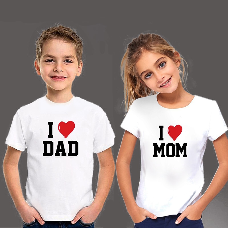 Kids Girls' T shirt Letter Casual Short Sleeve Crewneck Fashion Cotton 7-13 Years Summer Light White Black White