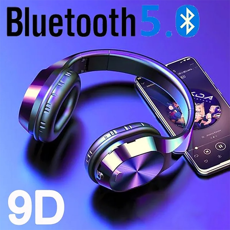 Bluetooth 5.0 Headphone Stereo Earphones Bass Studio Headphones Wireless Bluetooth Headphones for Computer Headset Mobile Phone PC Telephone with Micr