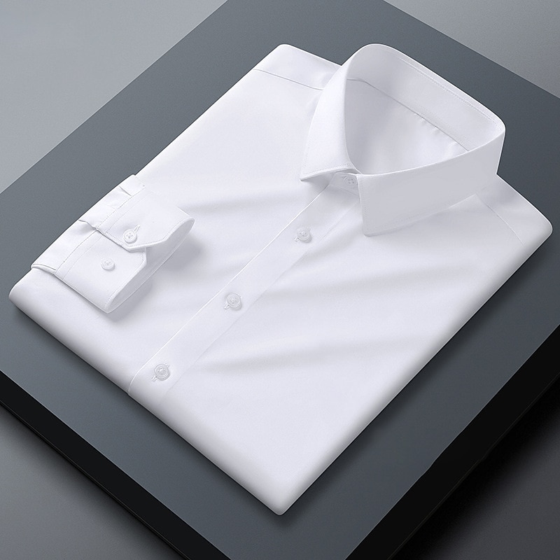 Men's Shirt Dress Shirt Plain Wedding Office & Career Black White Wine Blue Long Sleeve Turndown Spring &  Fall Clothing Apparel Basic2