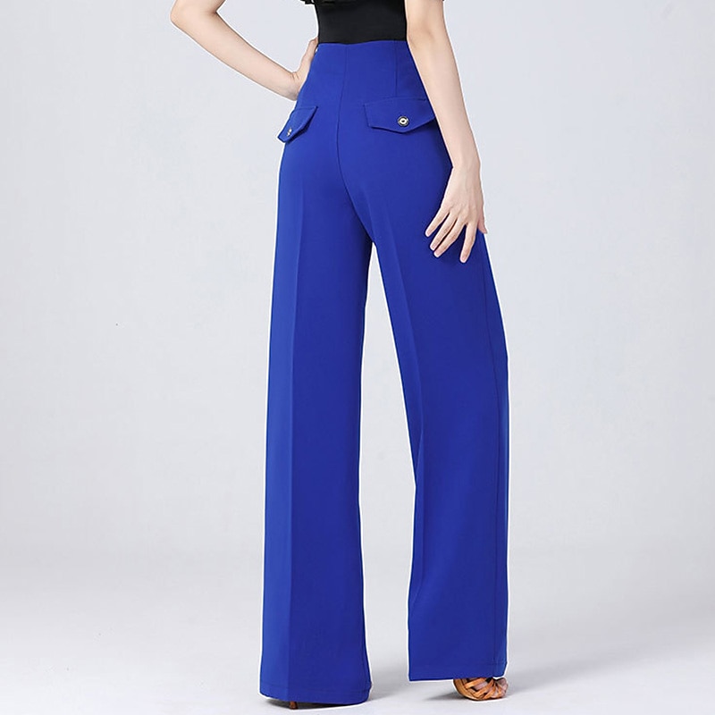 Latin Dance Ballroom Dance Pants Pure Color Splicing Women's Performance Training High Spandex4