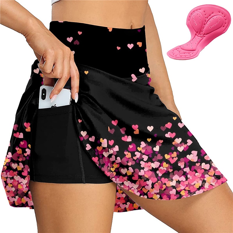 Women's Graphic Floral Botanical Cycling Skort Skirt Bike Skirt Bottoms Race Fit Mountain Bike MTB Road Bike Cycling Sports 3D Pad Cycling Quick Dry Moisture Wicking Dark Pink Black Spandex Clothing4