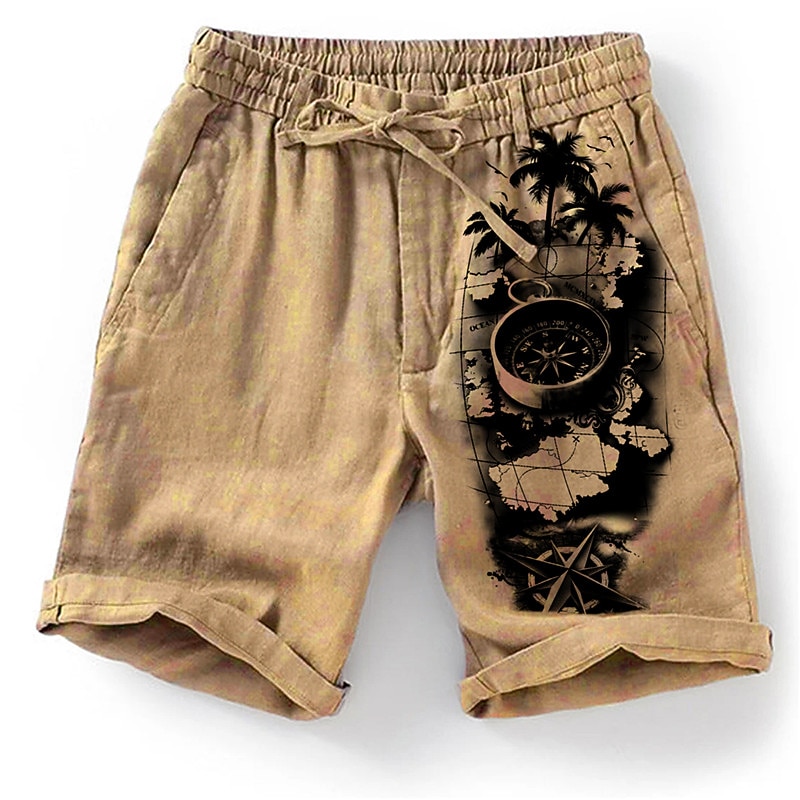 Men's Graphic Coconut Tree Map Shorts Summer Shorts Beach Shorts Mid Waist Streetwear Hawaiian Designer Casual Daily Holiday Drawstring Elastic Waist 3D Print Designer Clothing Apparel