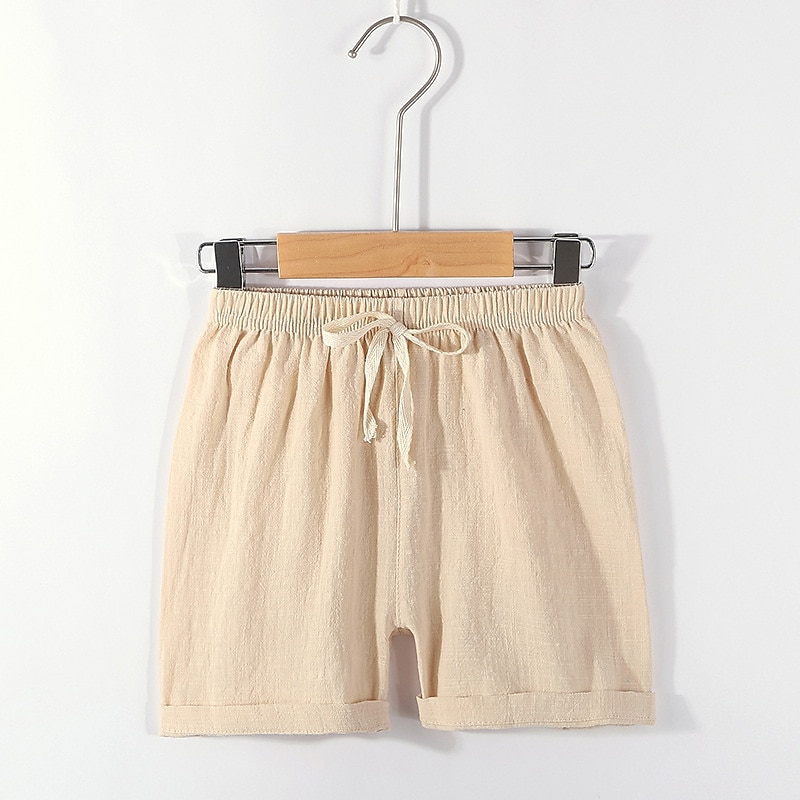Kids Boys Shorts Solid Color Comfort Shorts School Linen Adorable Daily HTX- dark blue HTX-Green HTX-brick red Mid Waist2