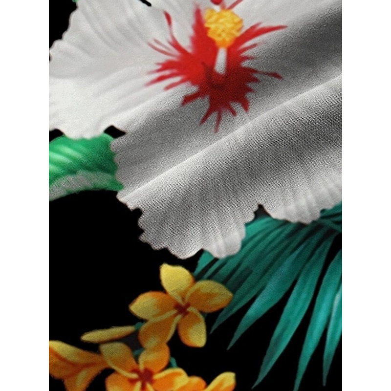 Men's Floral Shirt Short Sleeve Sports Fashion Streetwear Casual Holiday Beach Summer Spring Cuban Collar Print Button-Down Black Light Green Black / Brown Red Green2