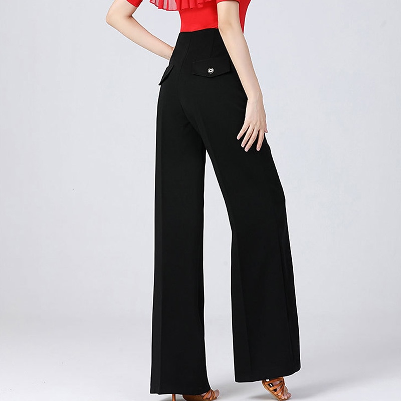 Latin Dance Ballroom Dance Pants Pure Color Splicing Women's Performance Training High Spandex