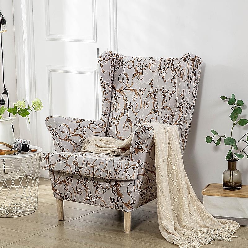 Stretch Wingback Chair Cover Wing Chair Slipcovers With Seat Cushion Cover Spandex Jacquard Wingback Armchair Covers
