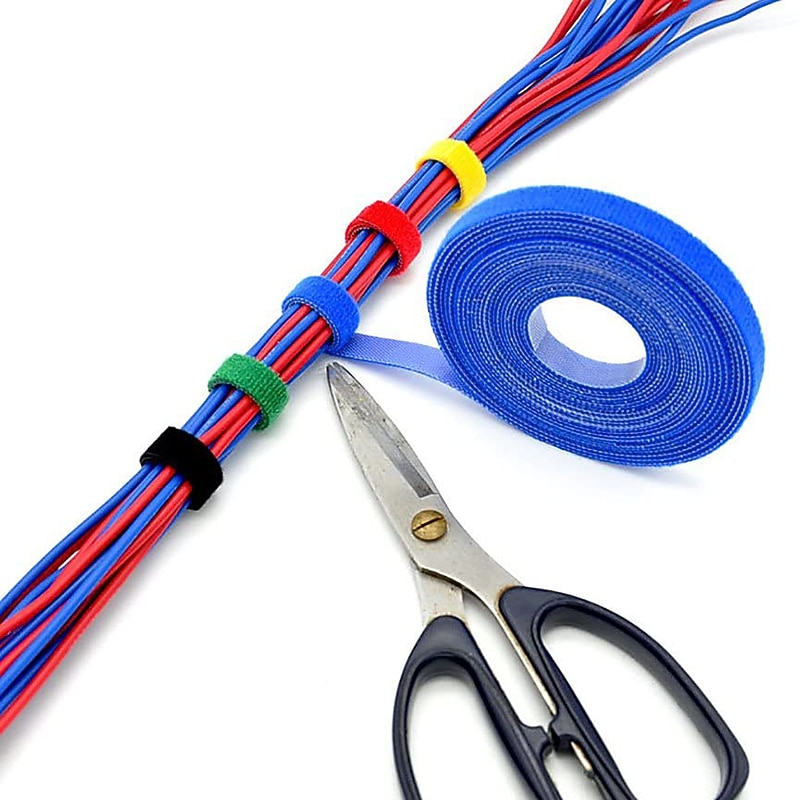 Reusable Fastening Tape Cable Ties Double Side Hook Roll Hook and Loop Straps Wires Cords Organizer2