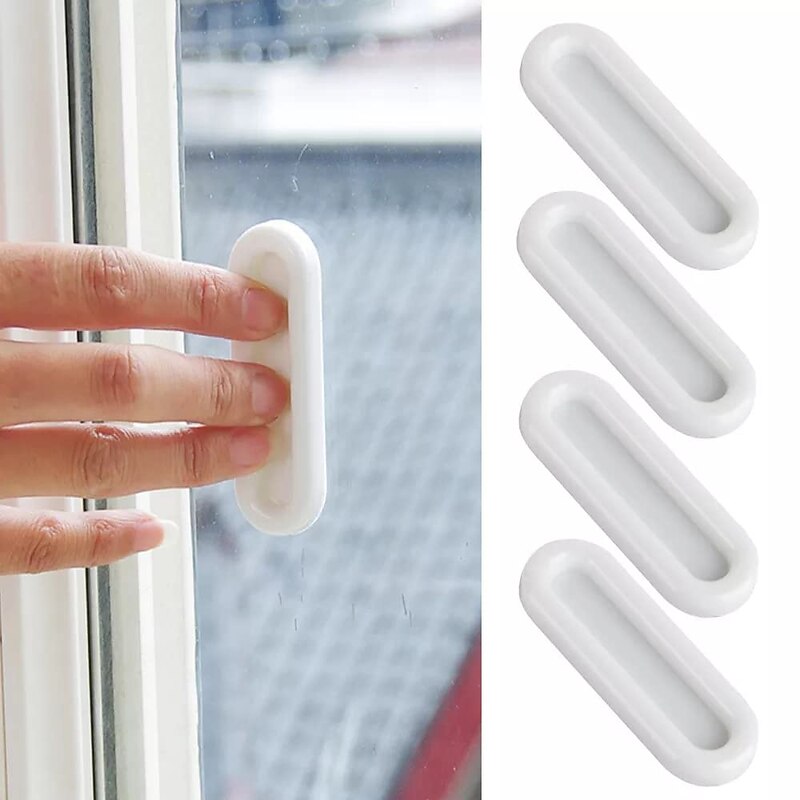 4pcs Self-Stick Instant Cabinet Drawer Handle Helper Auxiliary Kitchen Cabinet Door Window Handle Sticker Convenient Opening Stick-On Handles