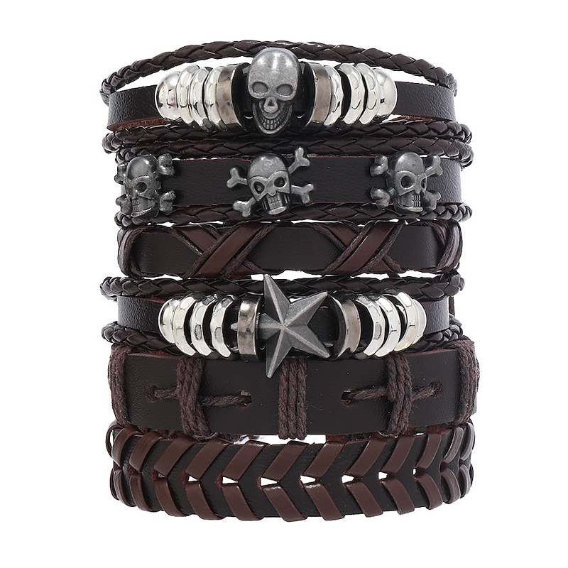 Popular Jewelry Punk Skeleton Series Leather Bracelet Handcrafted Hand Jewelry For Halloween2