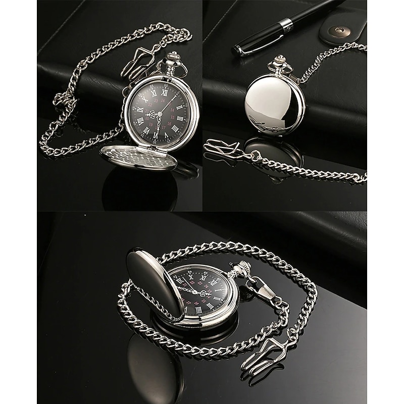 Men Pocket Watch Hollow Engraving Stainless Steel Watch4