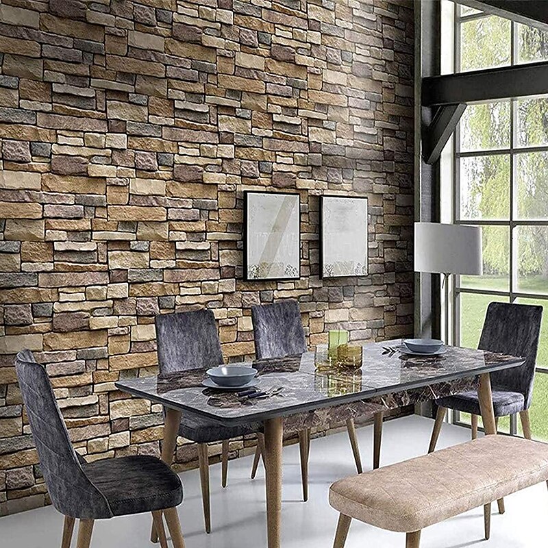 Cool Wallpapers Brick Wallpaper Wall Mural Wood Grain Stripes Home Decoration Comtemporary Stripes Wall Covering, PVC / Vinyl Material Self adhesive Wallpaper, Room Wallcovering3