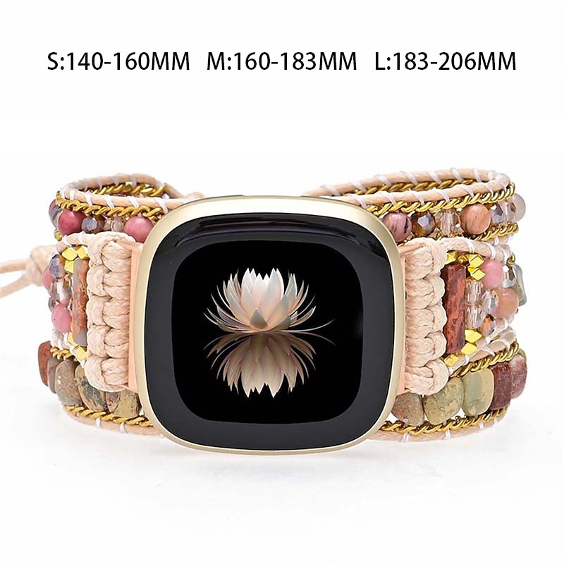 Smart Watch Band Compatible with Fitbit Versa 3 / Sense Versa / Versa 2 / Versa Lite / Versa SE Fabric Beads Smartwatch Strap Multilayer Beaded Adjustable Handmade Braided Rope Replacement  Wristband2