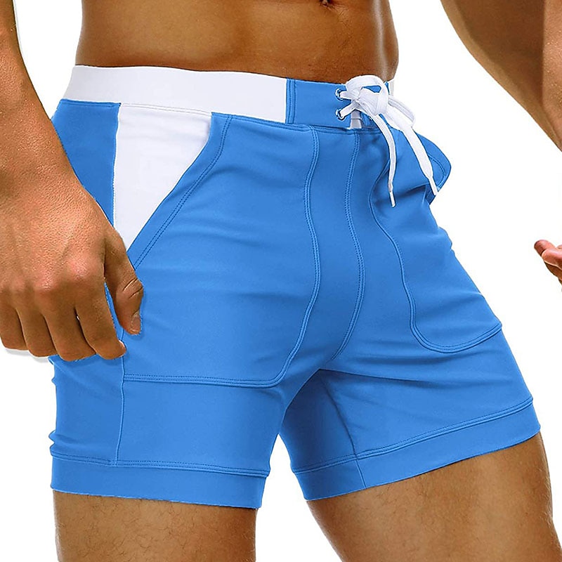 Men's Swimwear Swim Shorts Swim Trunks Shorts Pocket Plain Comfort Breathable Holiday Going out Hawaiian Boho Pink Red2