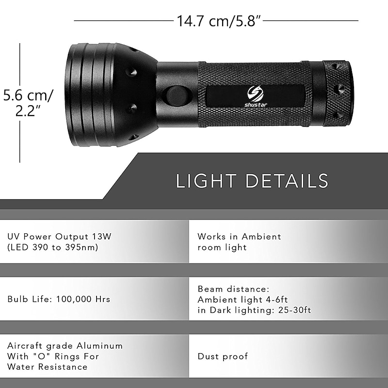 UV LED Flashlights Outdoor 51 LEDs 395nm Ultra Violet Torch Light Lamp Blacklight Detector for Dog Urine Pet Stains and Bed Bug4
