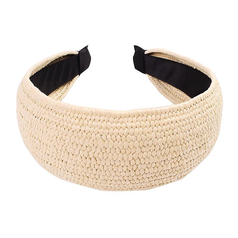 1 PC Straw Knotted Headbands for Women Summer Beach Rattan Top Knot Headband Bohemian Wide Headbands Twist Knot Wide Hairbands Woven Headwear for Girls Women Raffia Headwear Holiday Hair Styling4