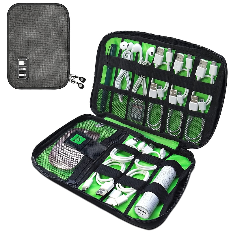 Electronics Organizer Travel Universal Cab Cord Organizer Compact Electronics Organizer Portable Tech Bag Travel Cable Case Travel Essentials for Cable Storage Cord Storage and Electronic Accessories